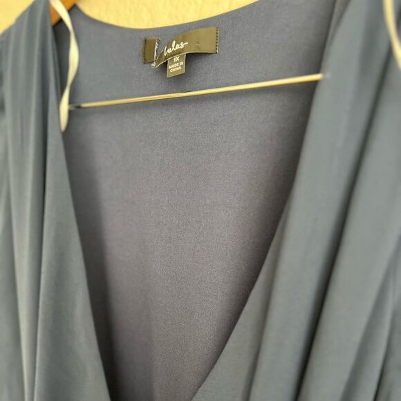 Dark Navy Blue Long Sleeve Wrap Dress Plus 1XL - Picture 4 of 8